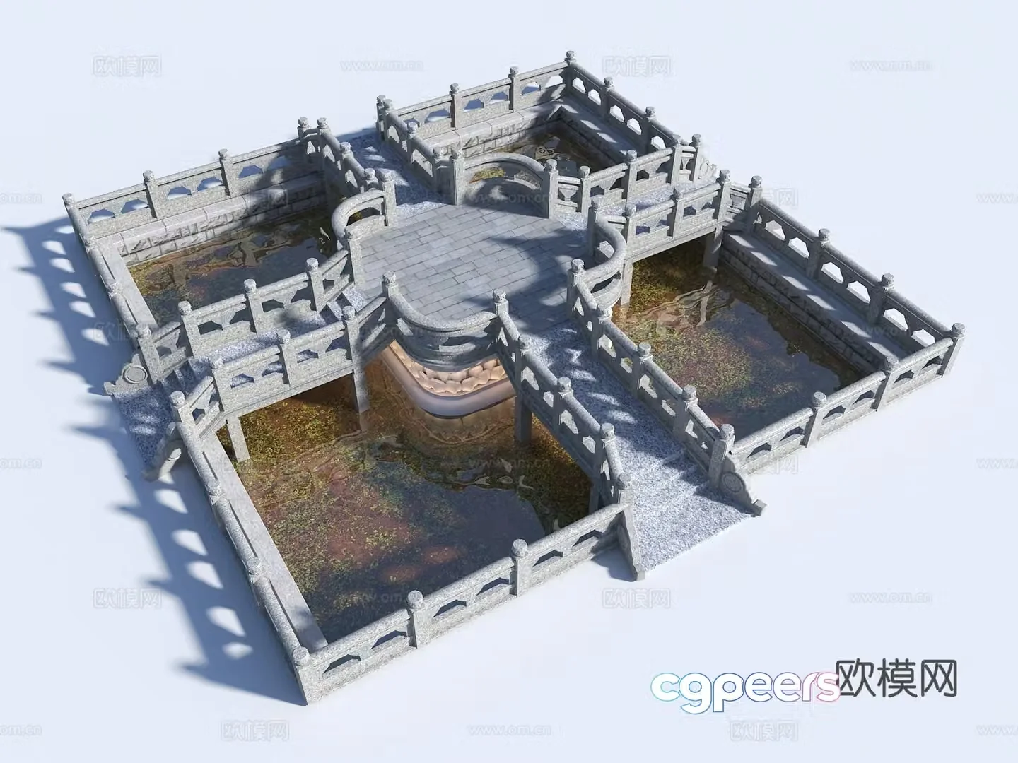 Chinese Lotus Bridge Pond Que Bridge Release Pool Que Bridge 3D Model