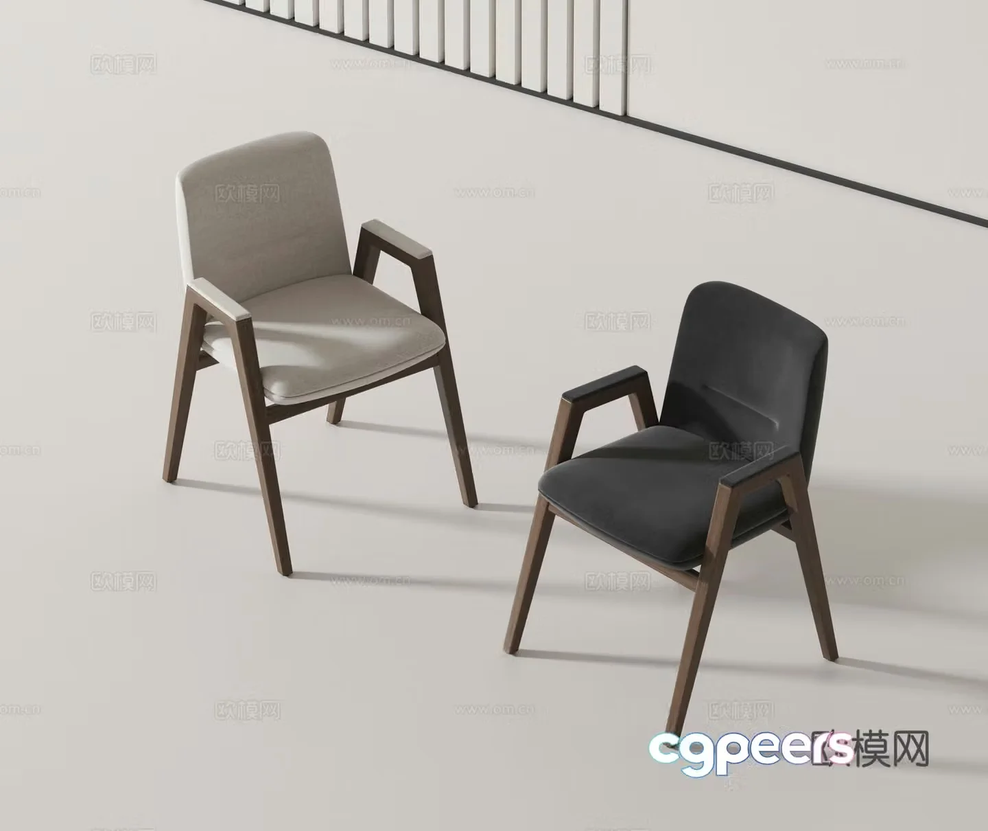 Modern single chair dining chair 3d model