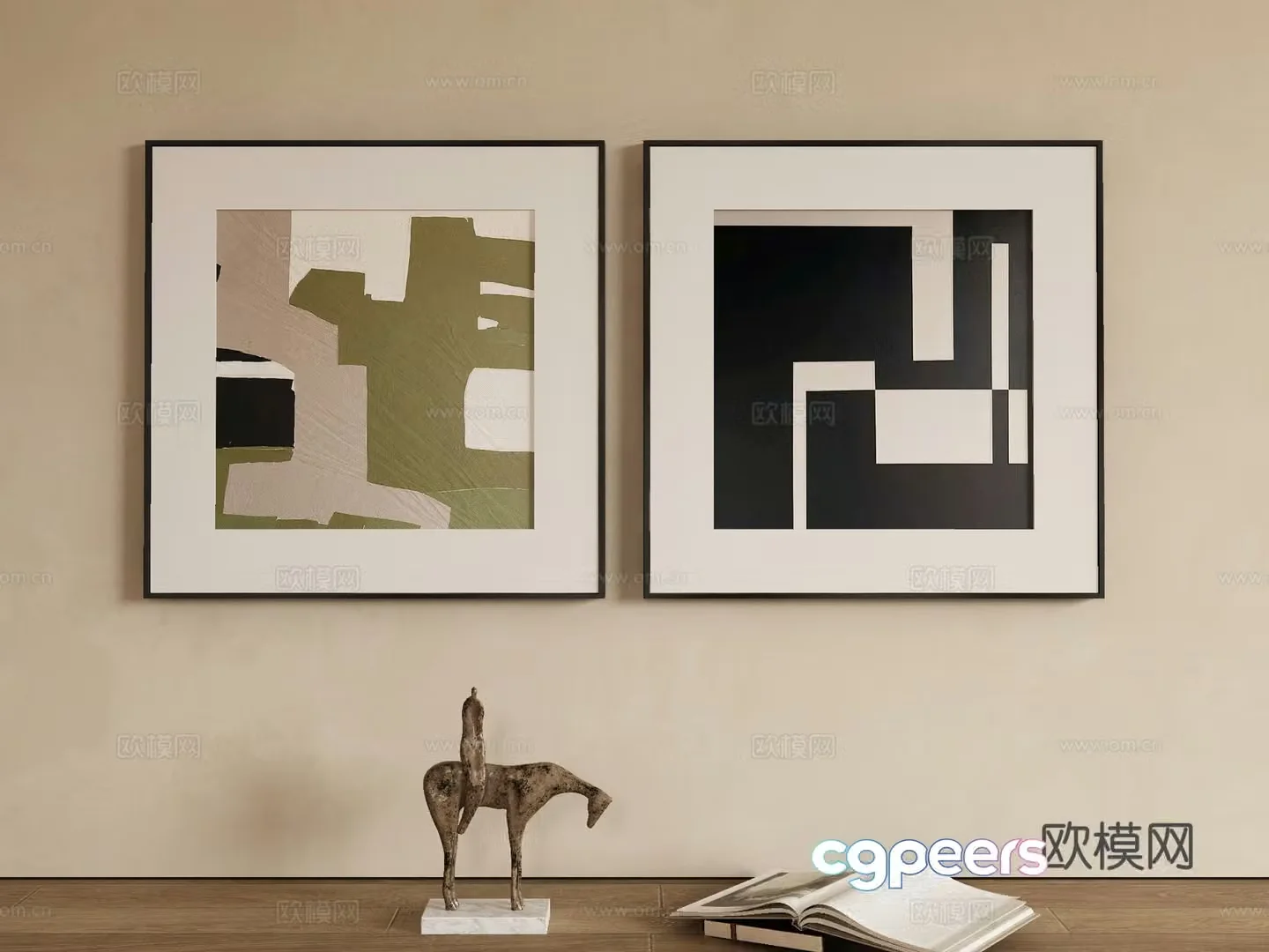 Modern texture painting decorative painting 3d model