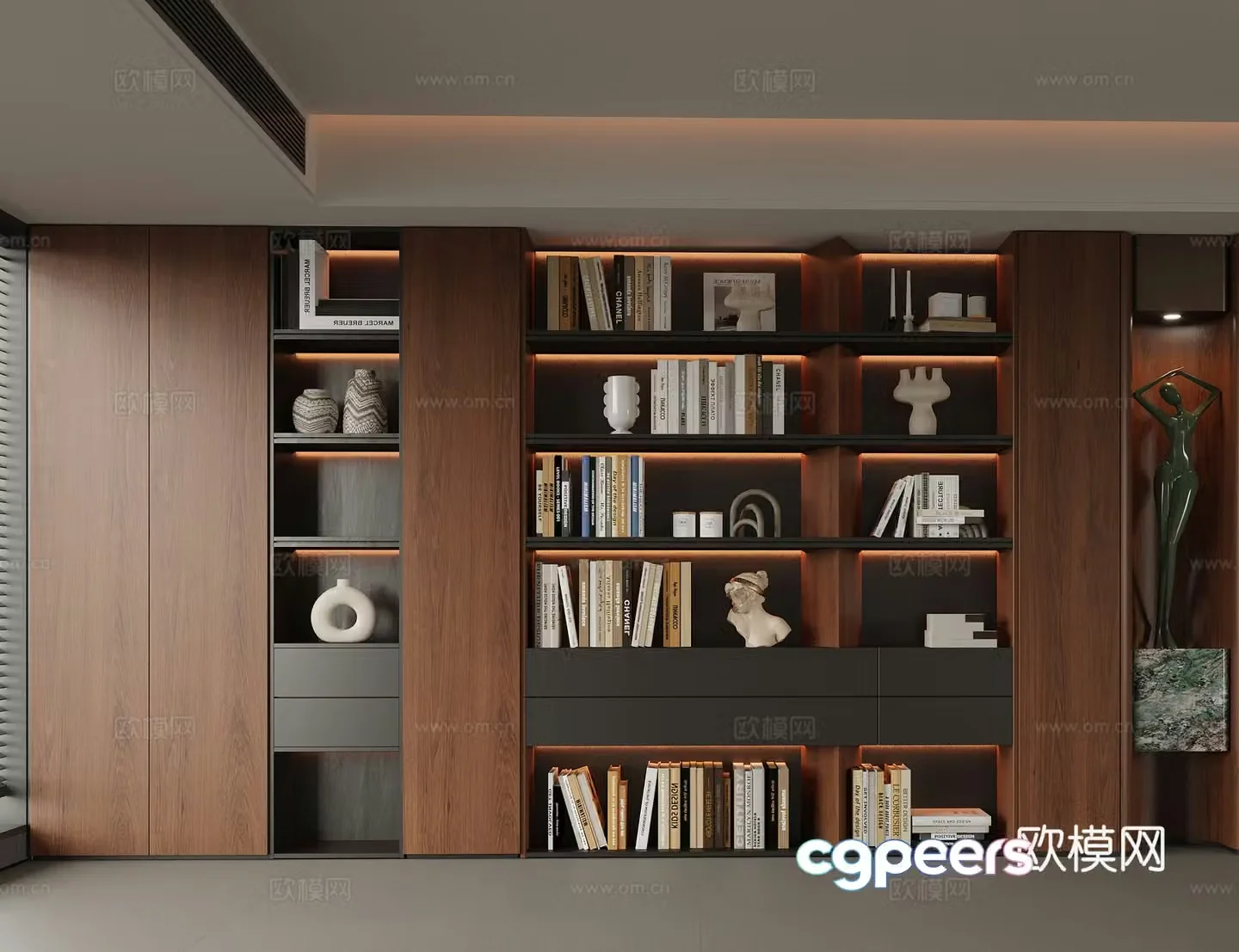 Modern bookcase Book ornaments 3D model