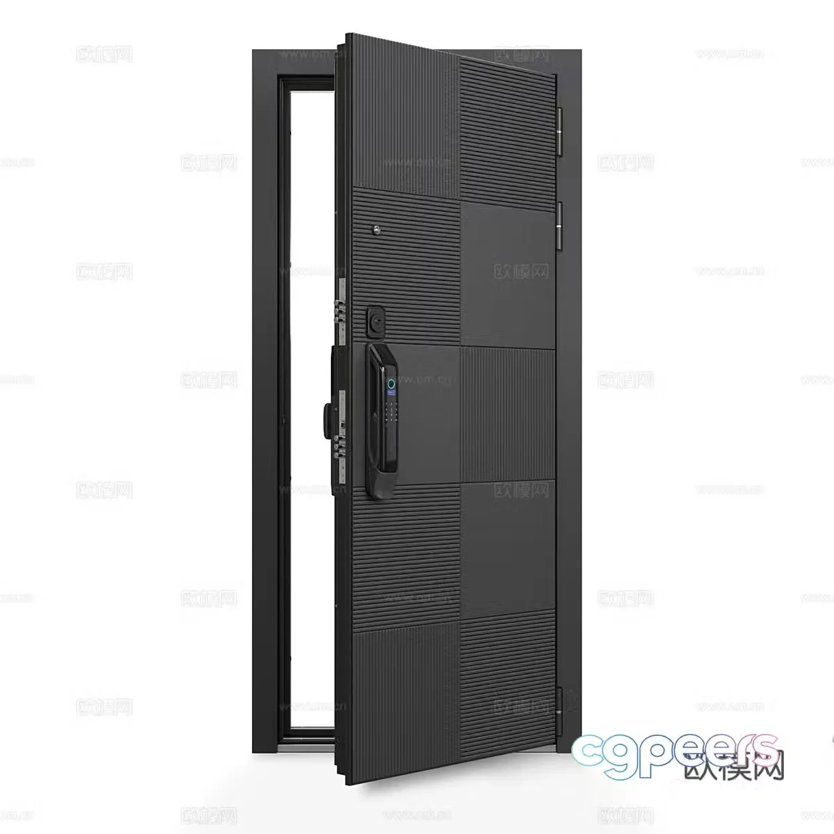 Modern entry door password door fingerprint lock 3d model