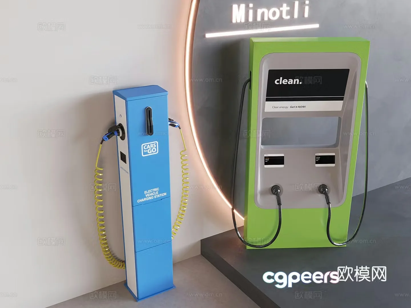 New energy vehicle charging pile self-service charging station public equipment 3D model