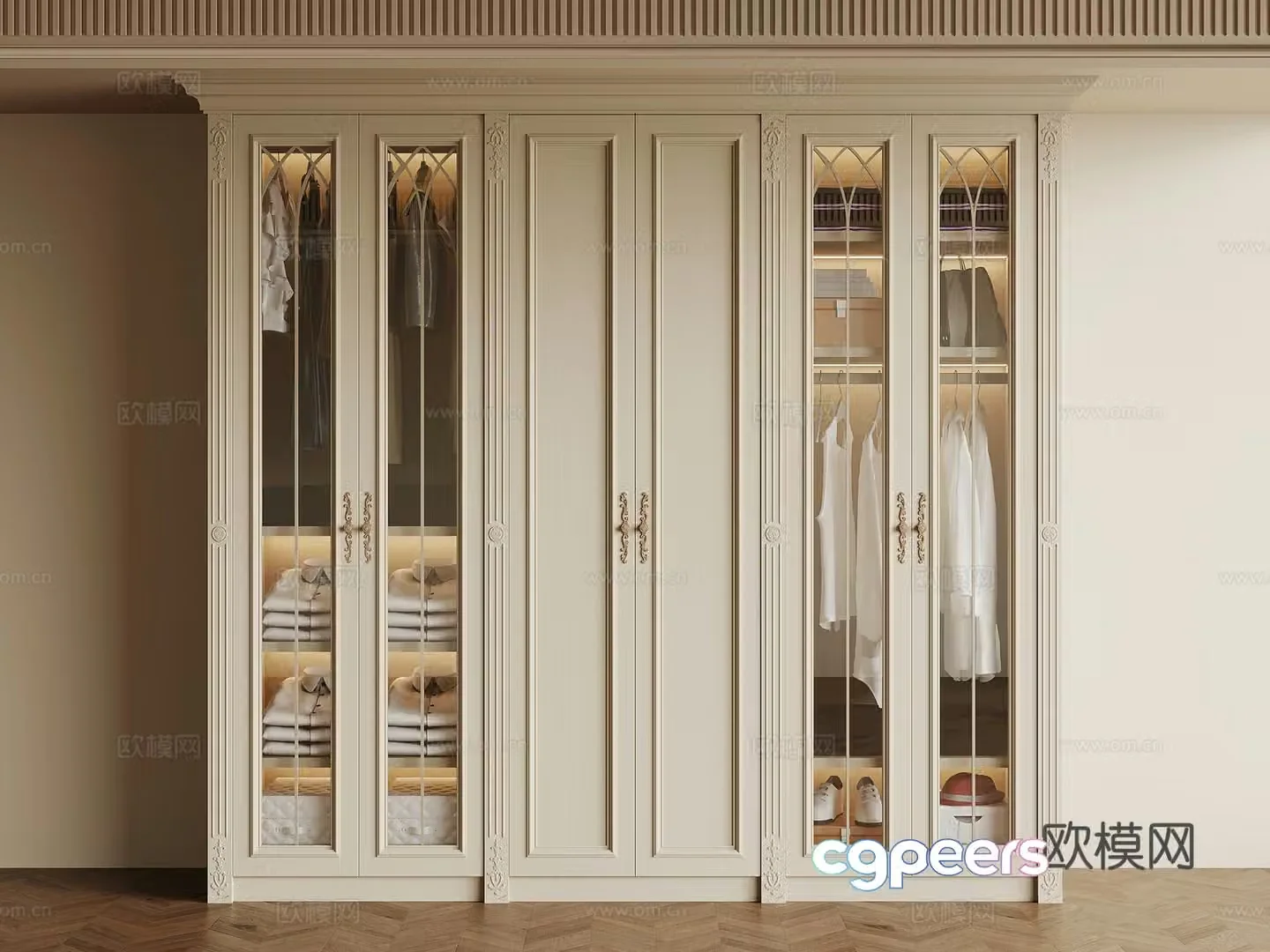 Wardrobe French Cream Trench Wardrobe 3d Model