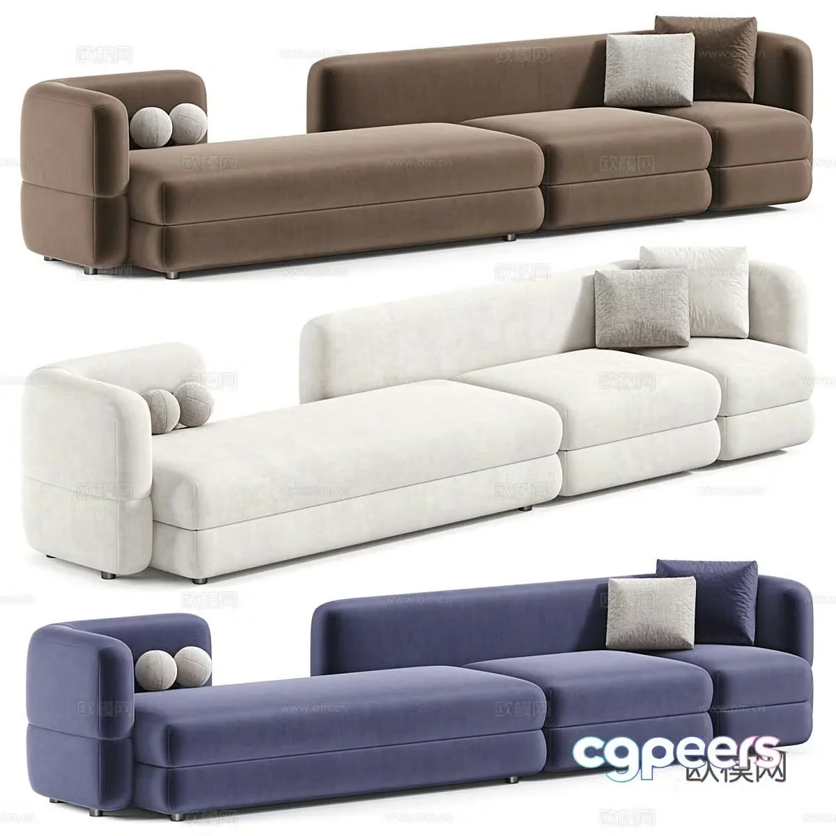 Modern Italian Brera 4 casual sofa 3d model