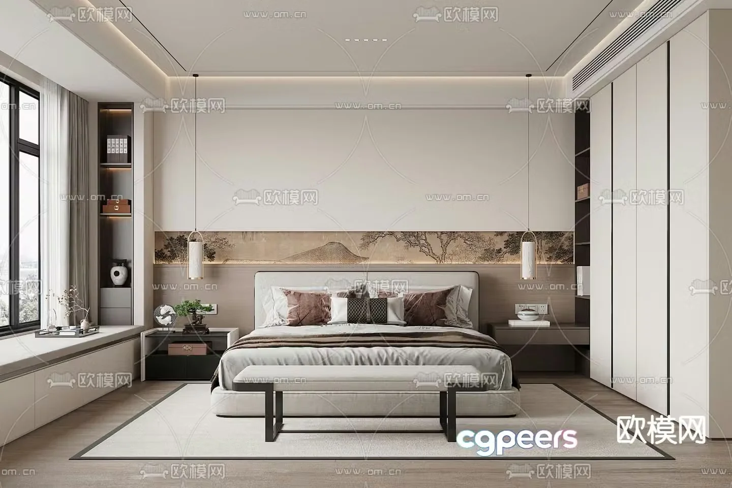 New Chinese style bedroom Master bedroom Master room 3D model