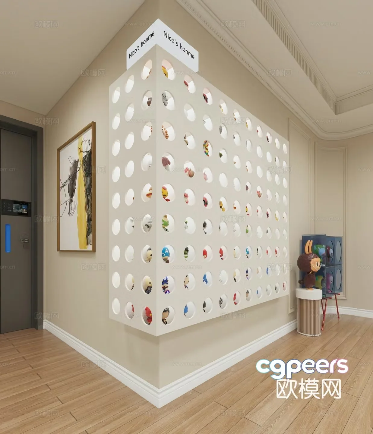 Modern figure display wall figure cabinet plush toy 3d model
