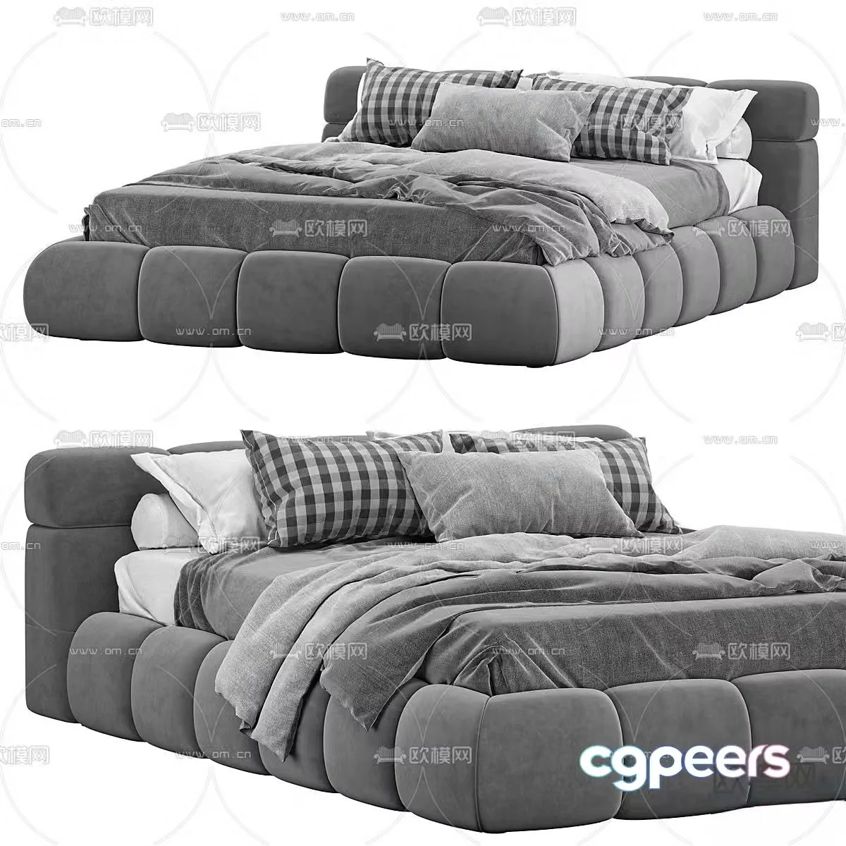 Boss Dream premium gray double bed 3d model