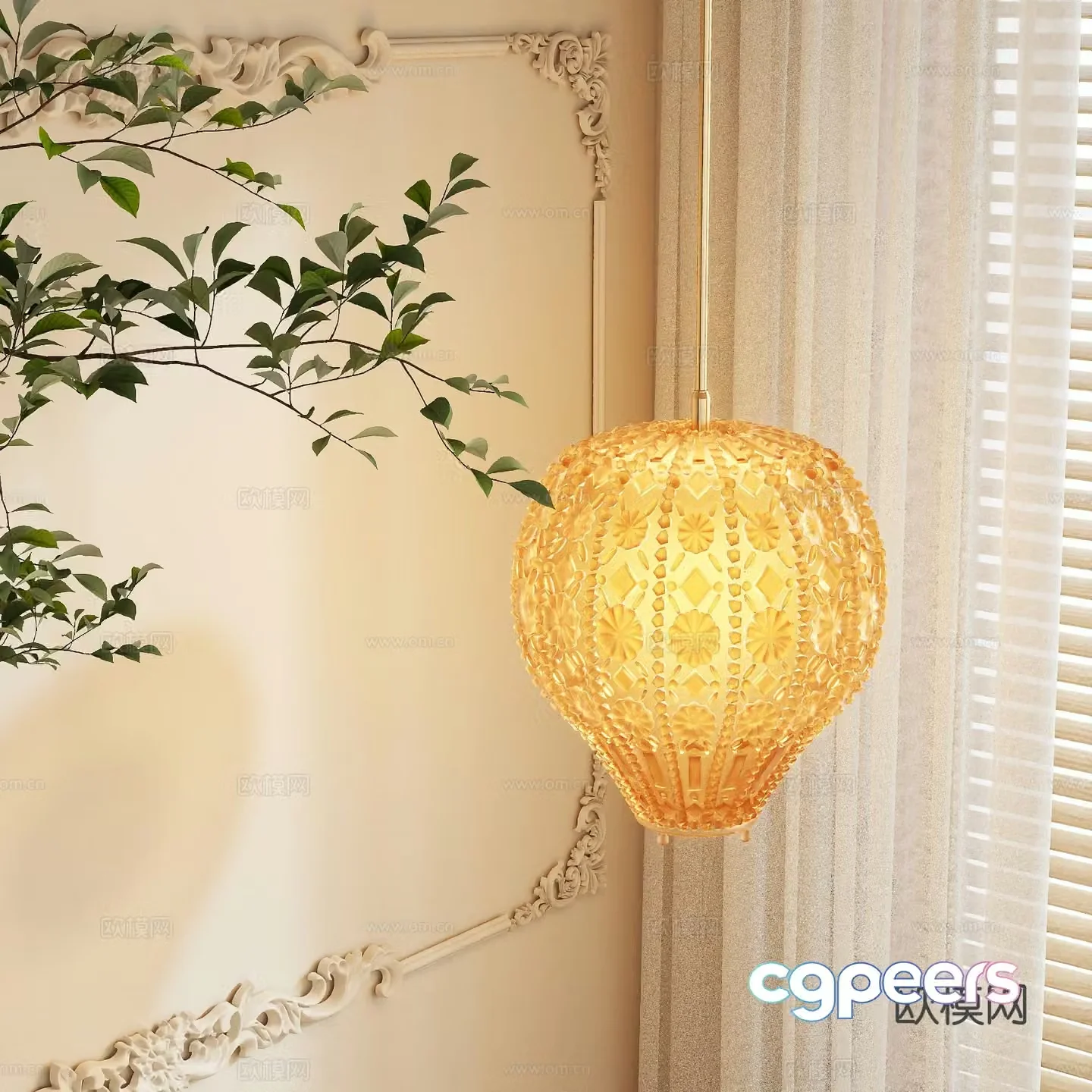 French glass chandelier 3d model