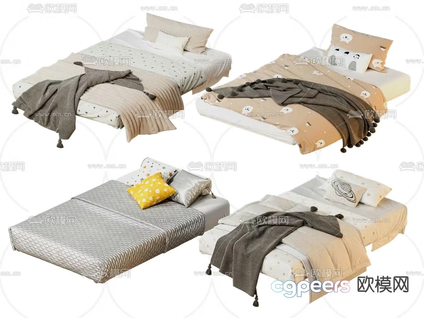 Modern children’s bed single bed 3d model