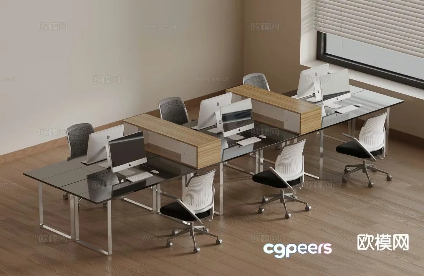 Modern office desk and chair post 3d model