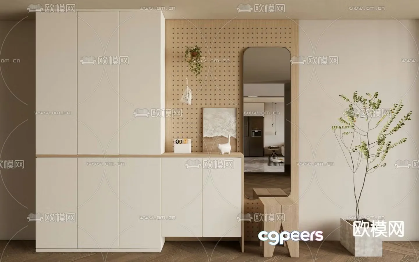 Modern porch shoe cabinet storage cabinet 3d model