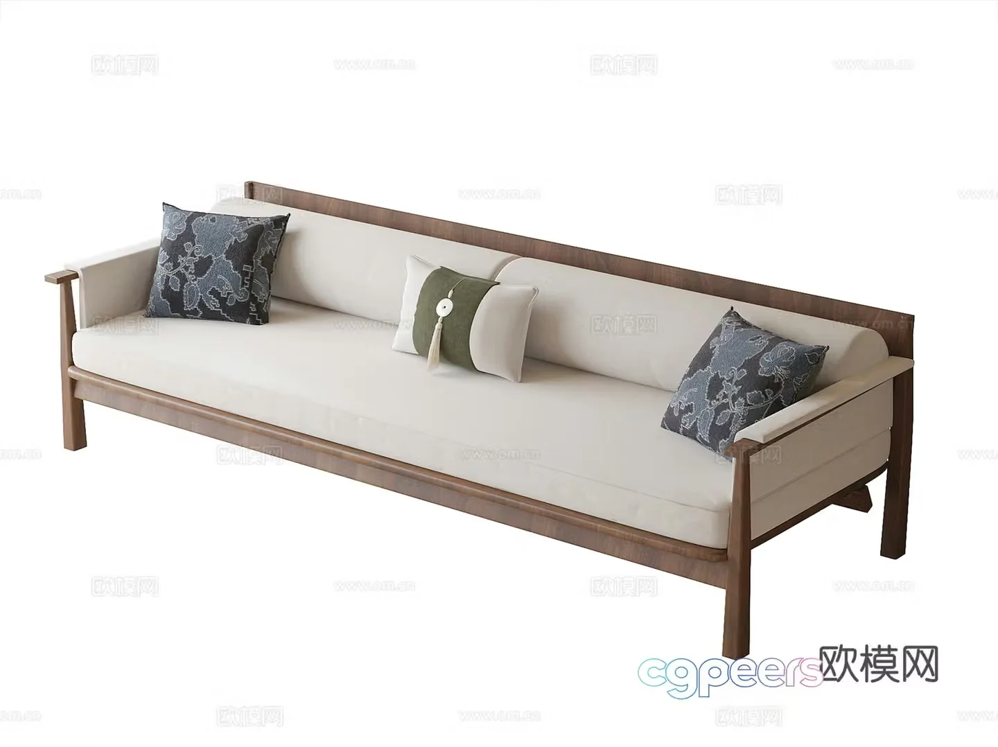 New Chinese style multi-person sofa 3d model