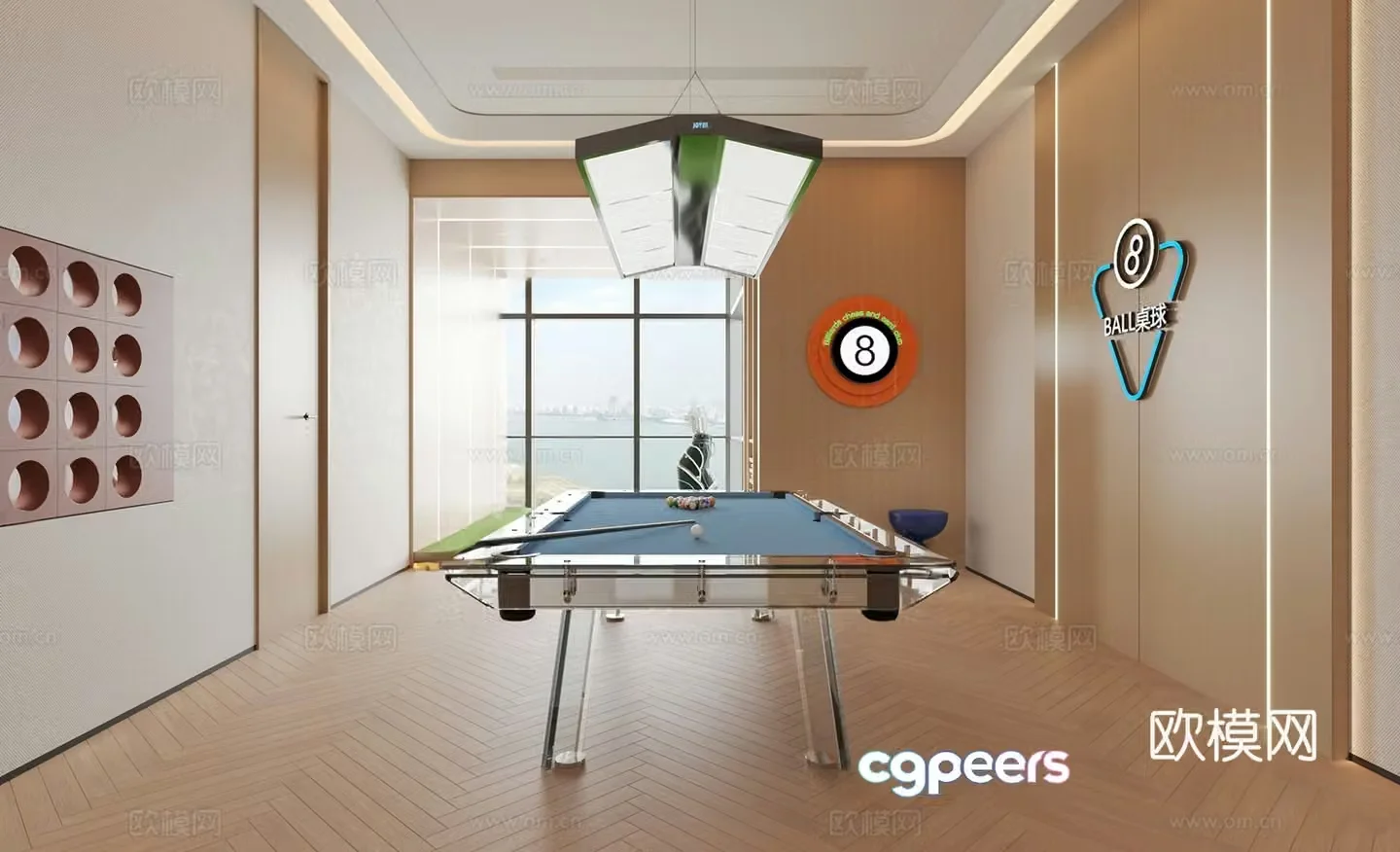 Modern billiards room billiards hall 3d model