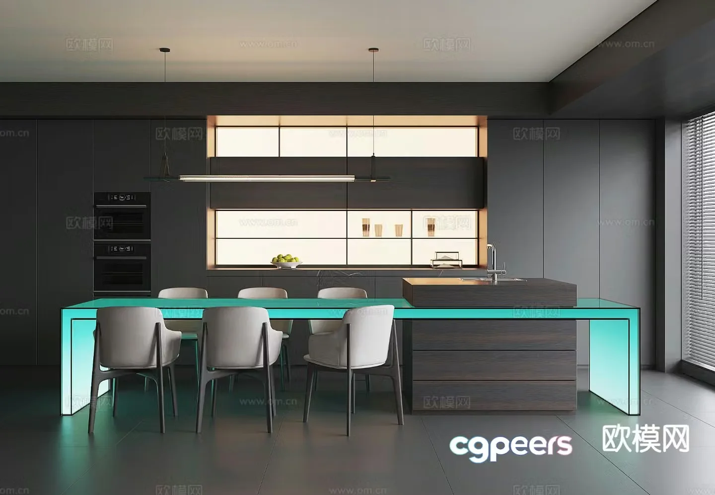 Modern island restaurant 3d model