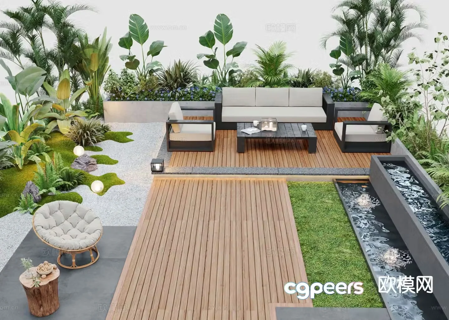 Courtyard landscape garden 3d model
