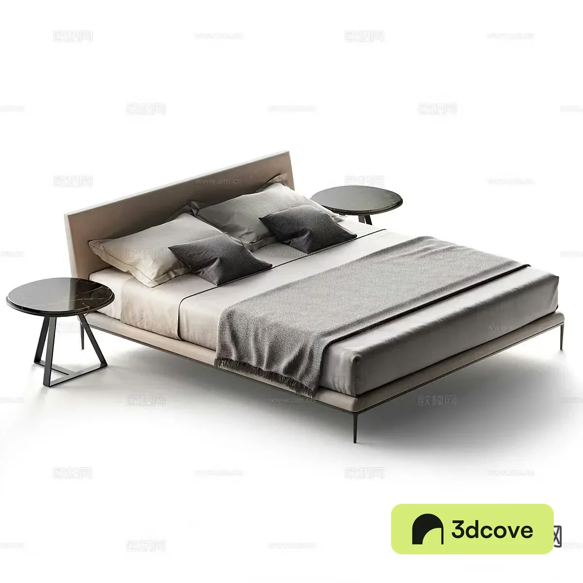 Modern double bed fabric double bed
