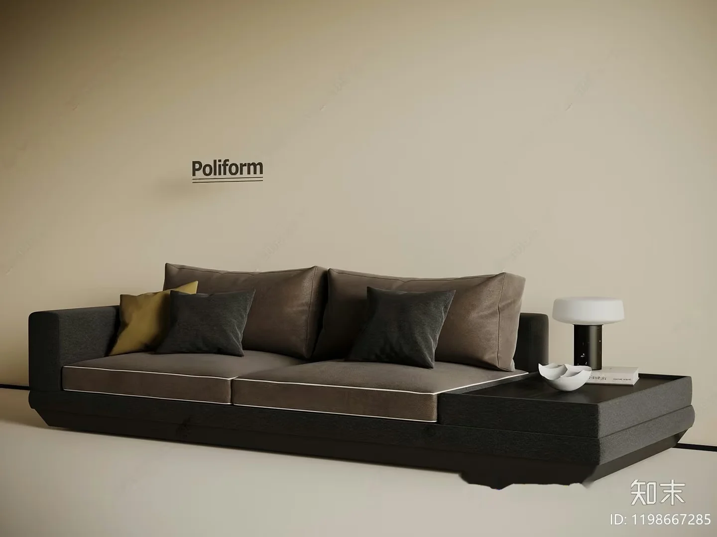Modern Gray Couch 3D Model – 19478 – VRAY Render
