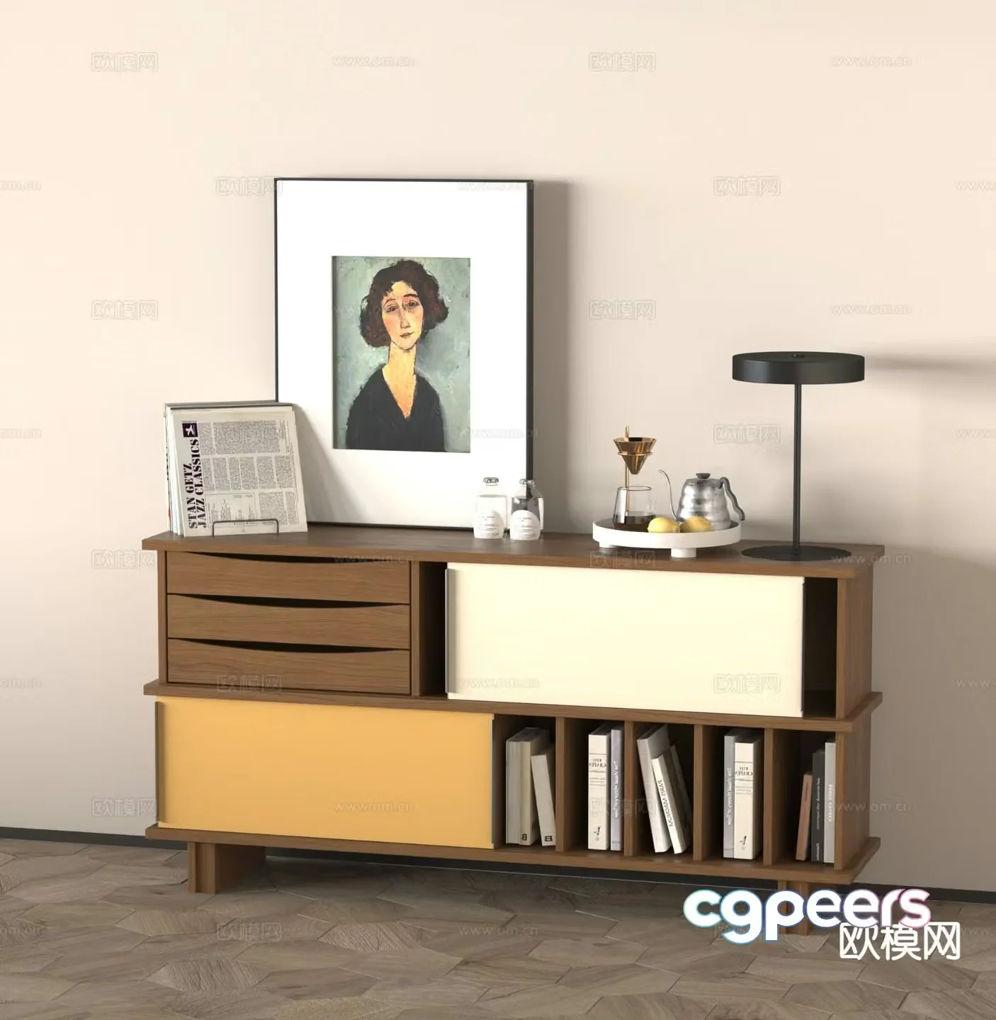 Wabi-sabi entrance cabinet side cabinet 3D model