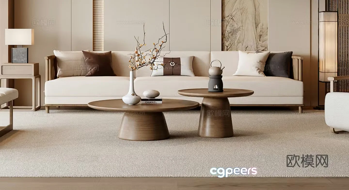 New Chinese sofa coffee table combination 3D model