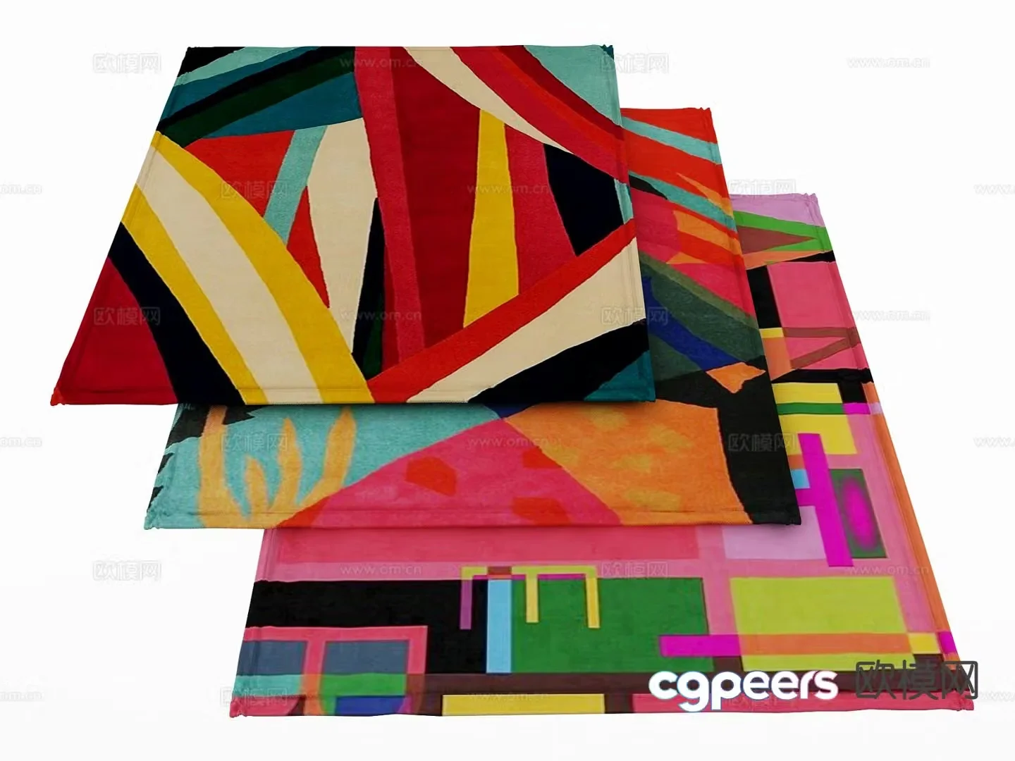 Modern carpet square rug 3d model