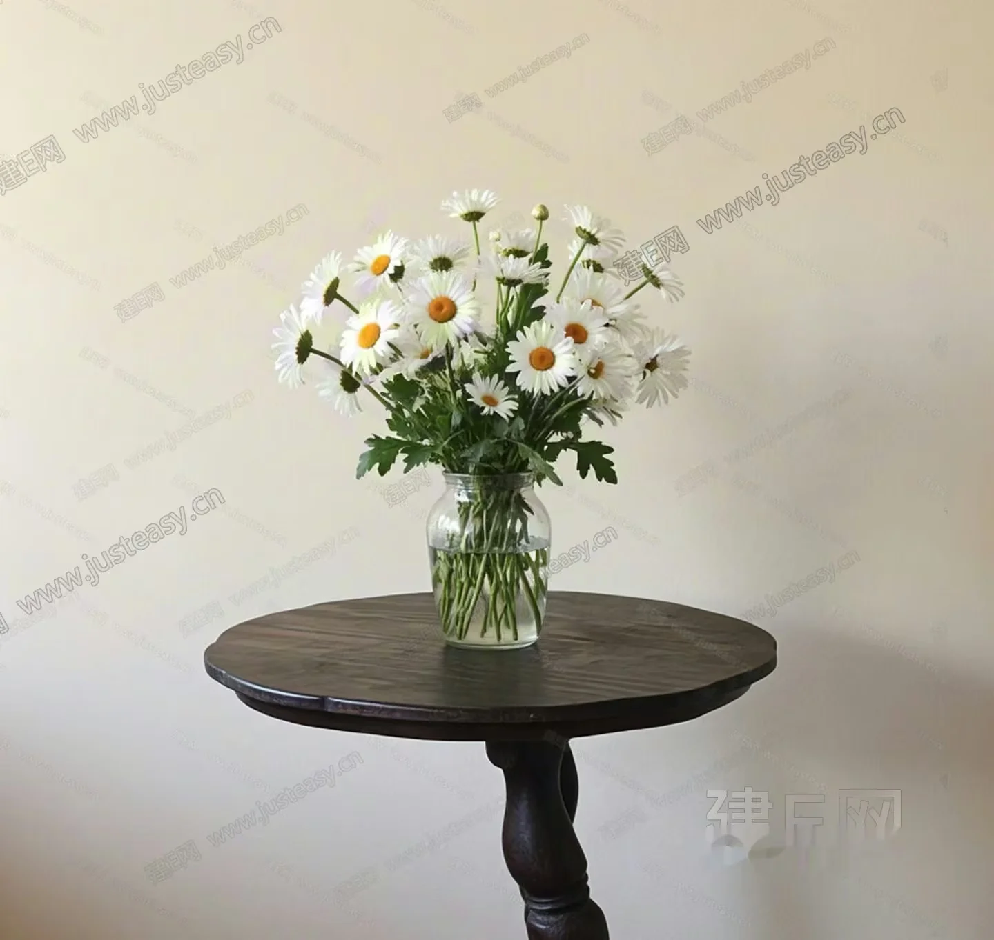 A Vase Of Daisies On A Small Table 3D Model – 12435 – VRAY Render