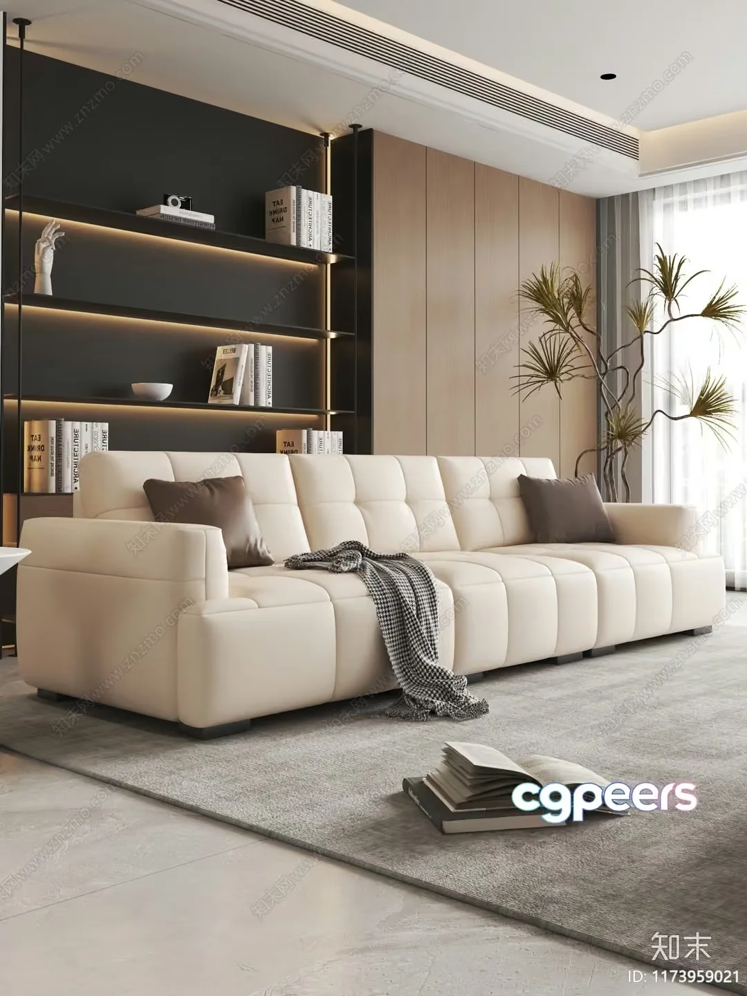Modern Living Room 3D Model – 838 – VRAY Render