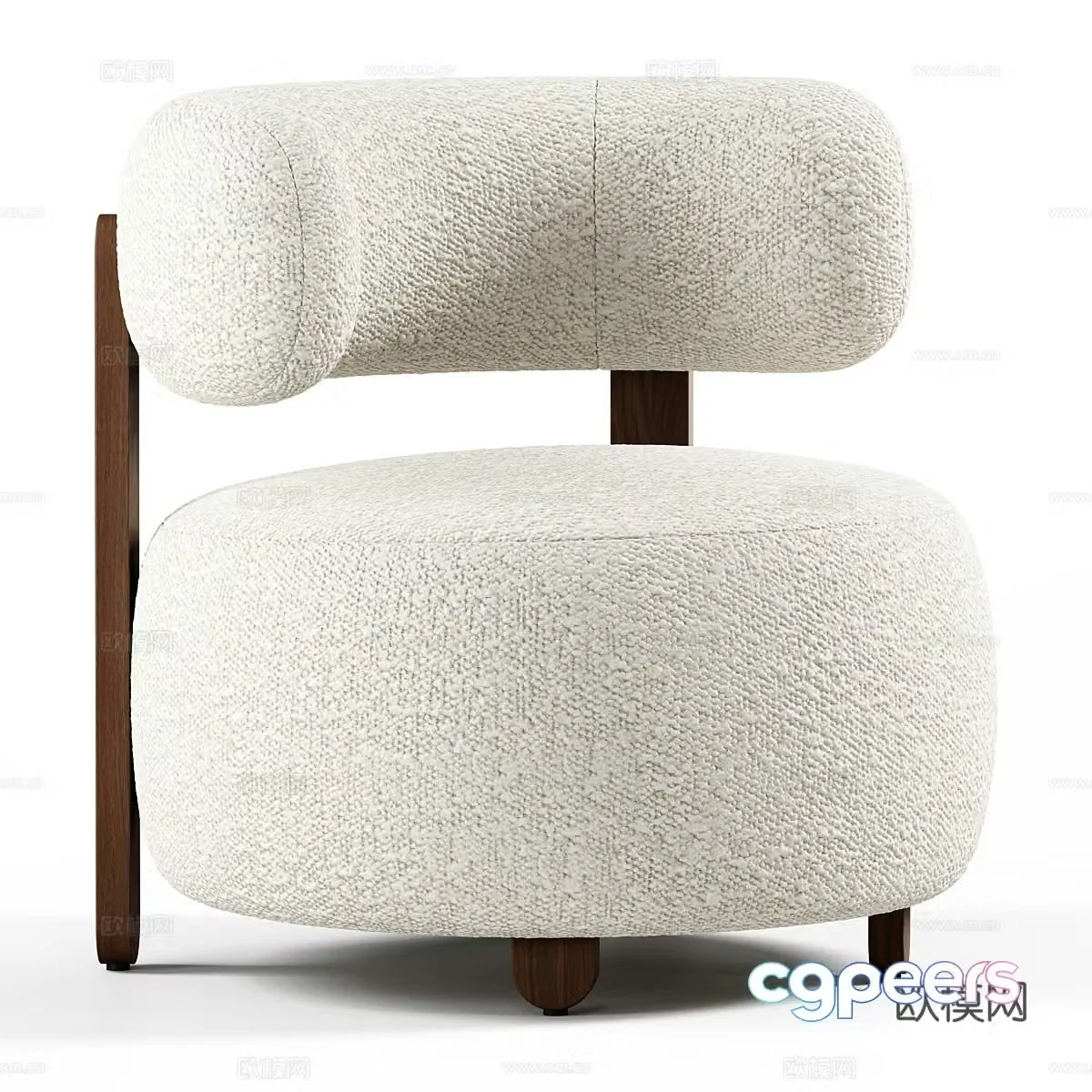 Modern Cream Gaston Fabric Armchair 3D Model