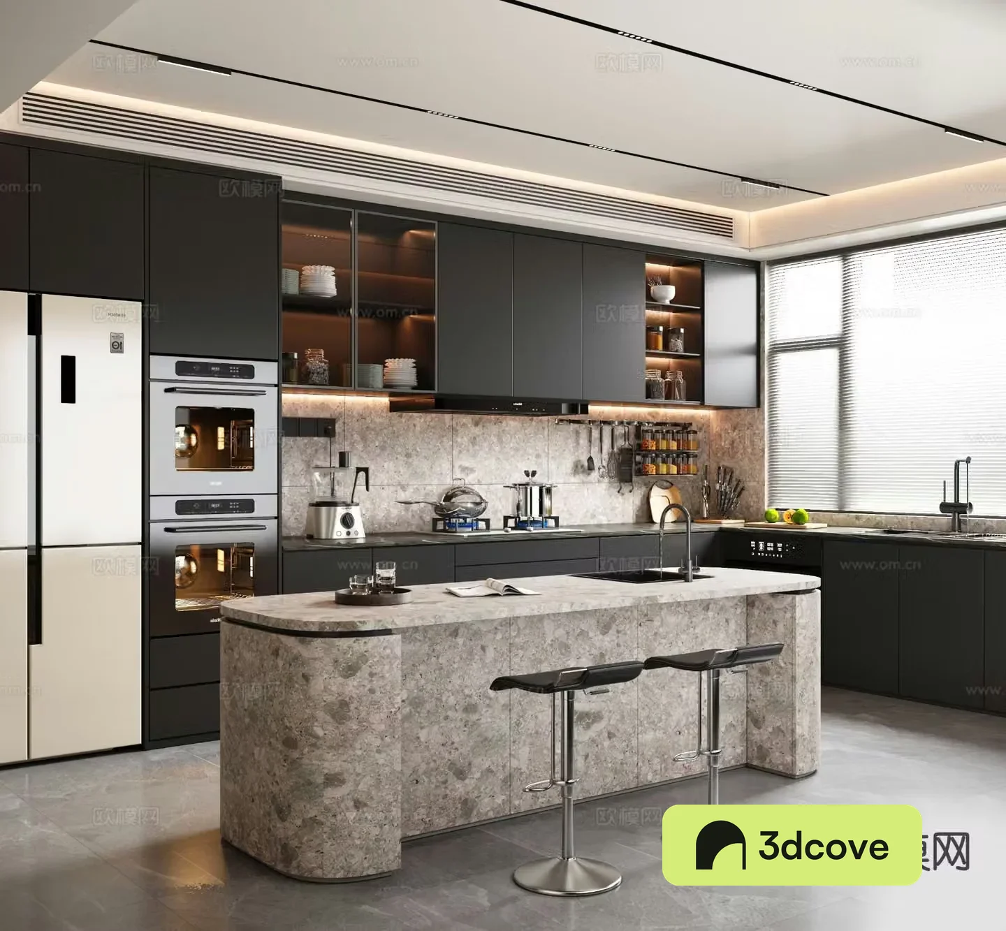 Dark style kitchen island kitchen