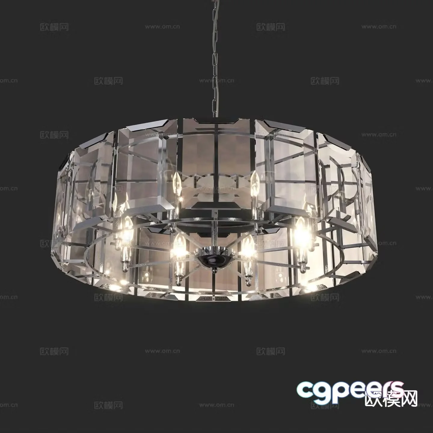 Simple European crystal chandelier 3d model