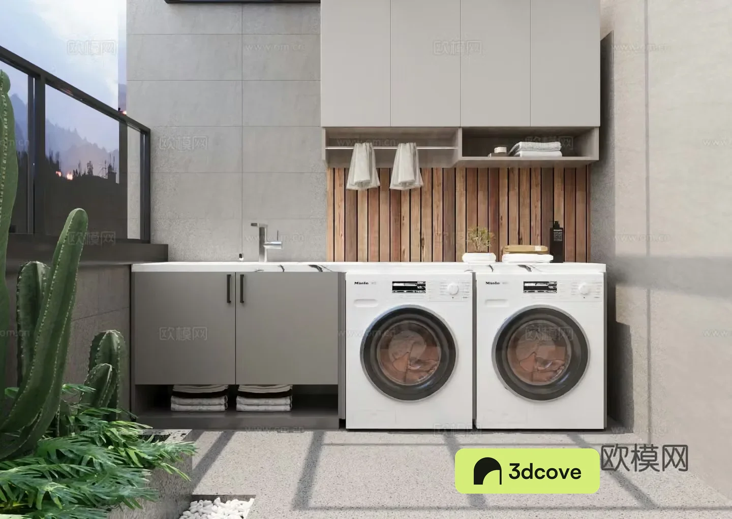 Modern living balcony Housekeeping cabinet Washing machine