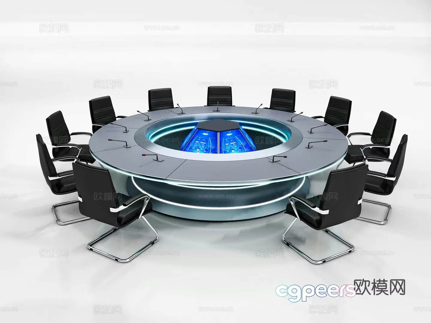 3D model of tech-sensing circular conference table