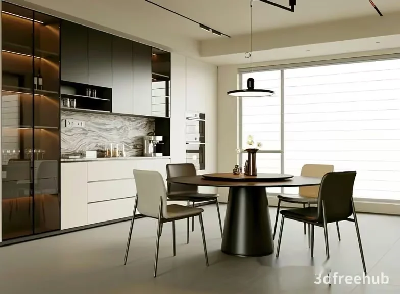 Modern Minimalist Kitchen 3D Model – 21302 – VRAY Render