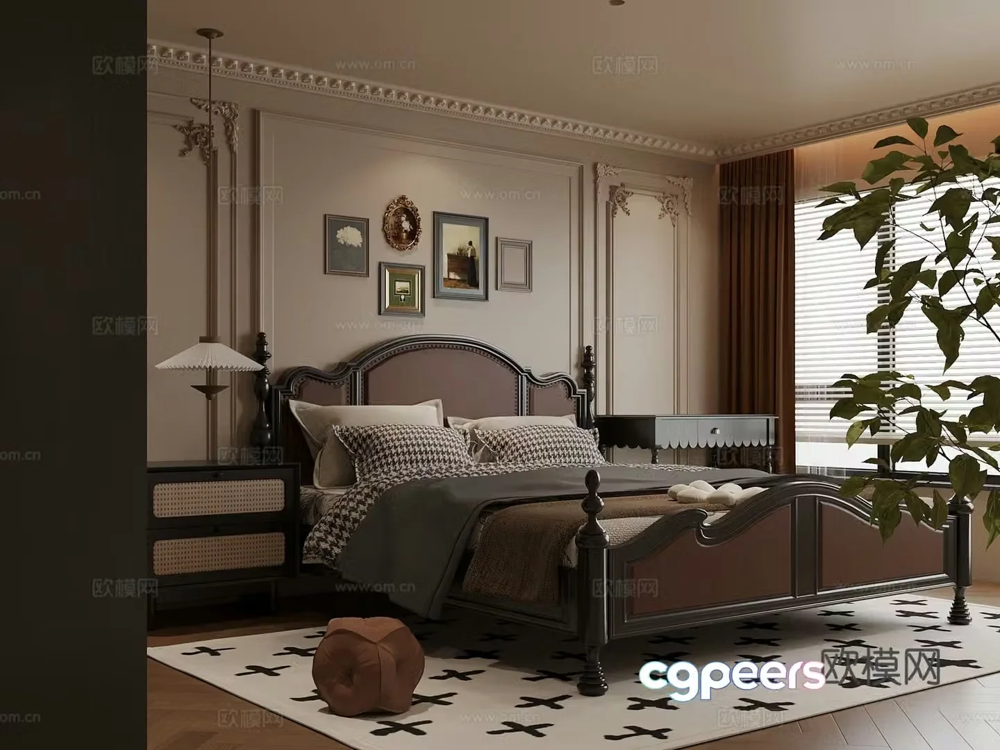 Bedroom French bedroom Double bed 3d model