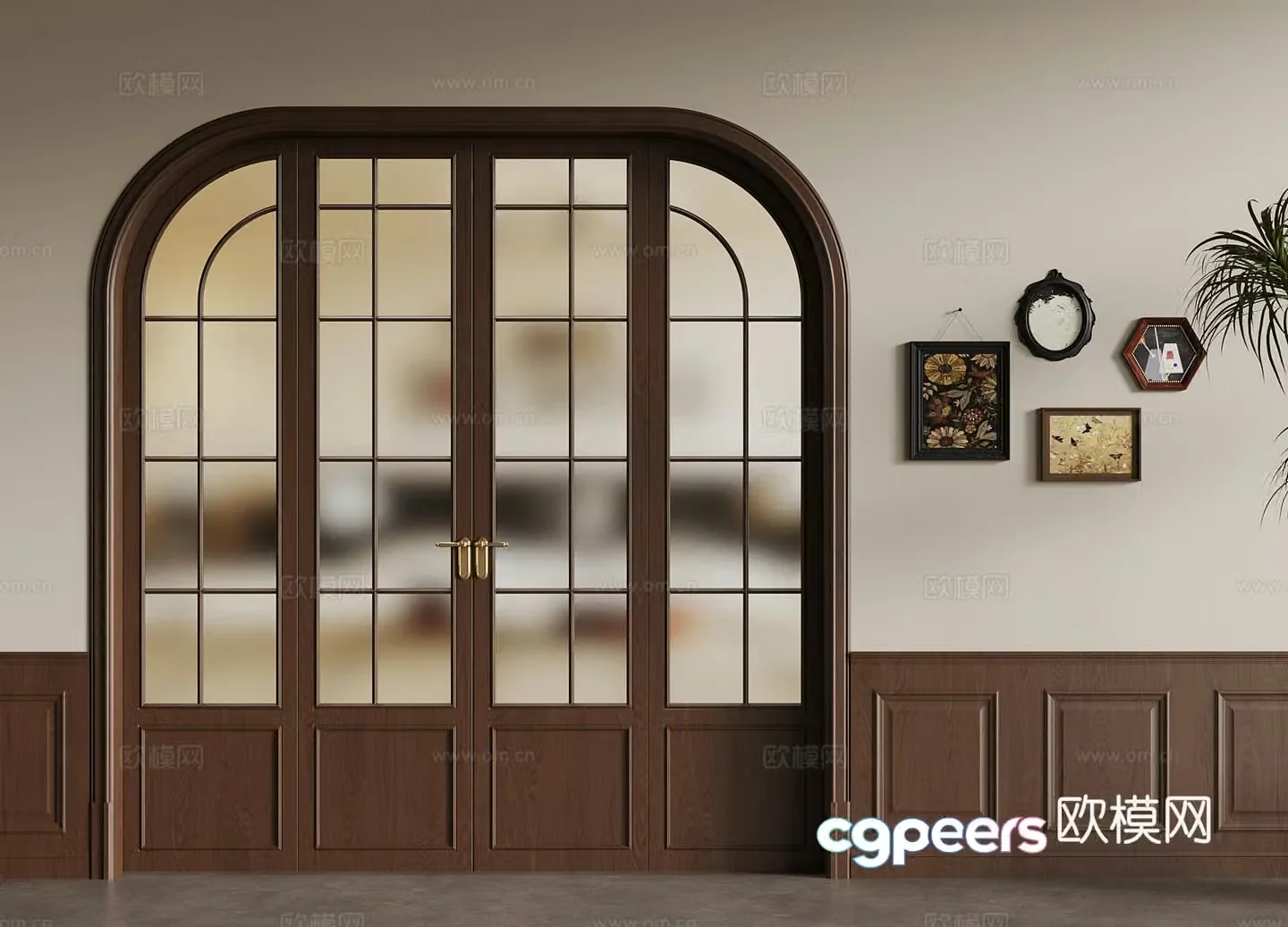 Other doors French medieval entrance door Double-open door Decorative painting 3D model