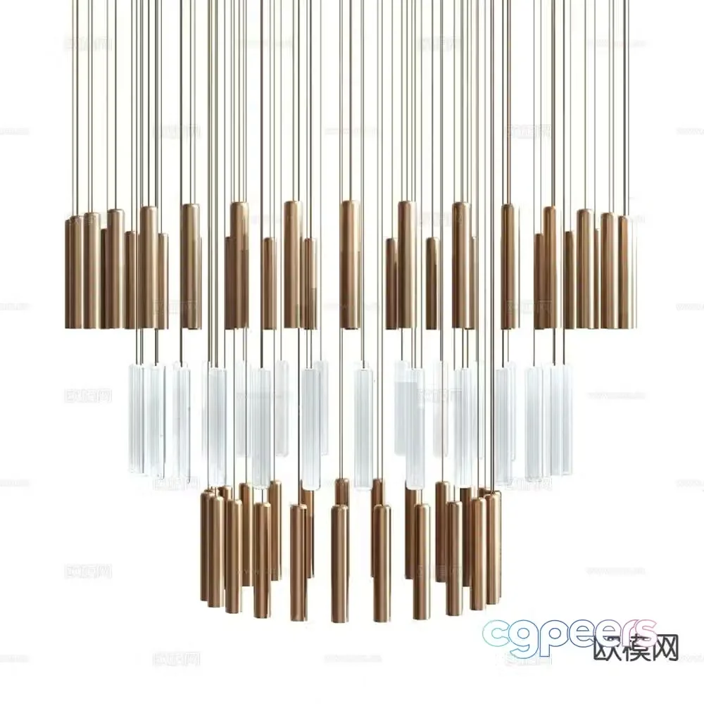 Modern metal chandelier 3d model
