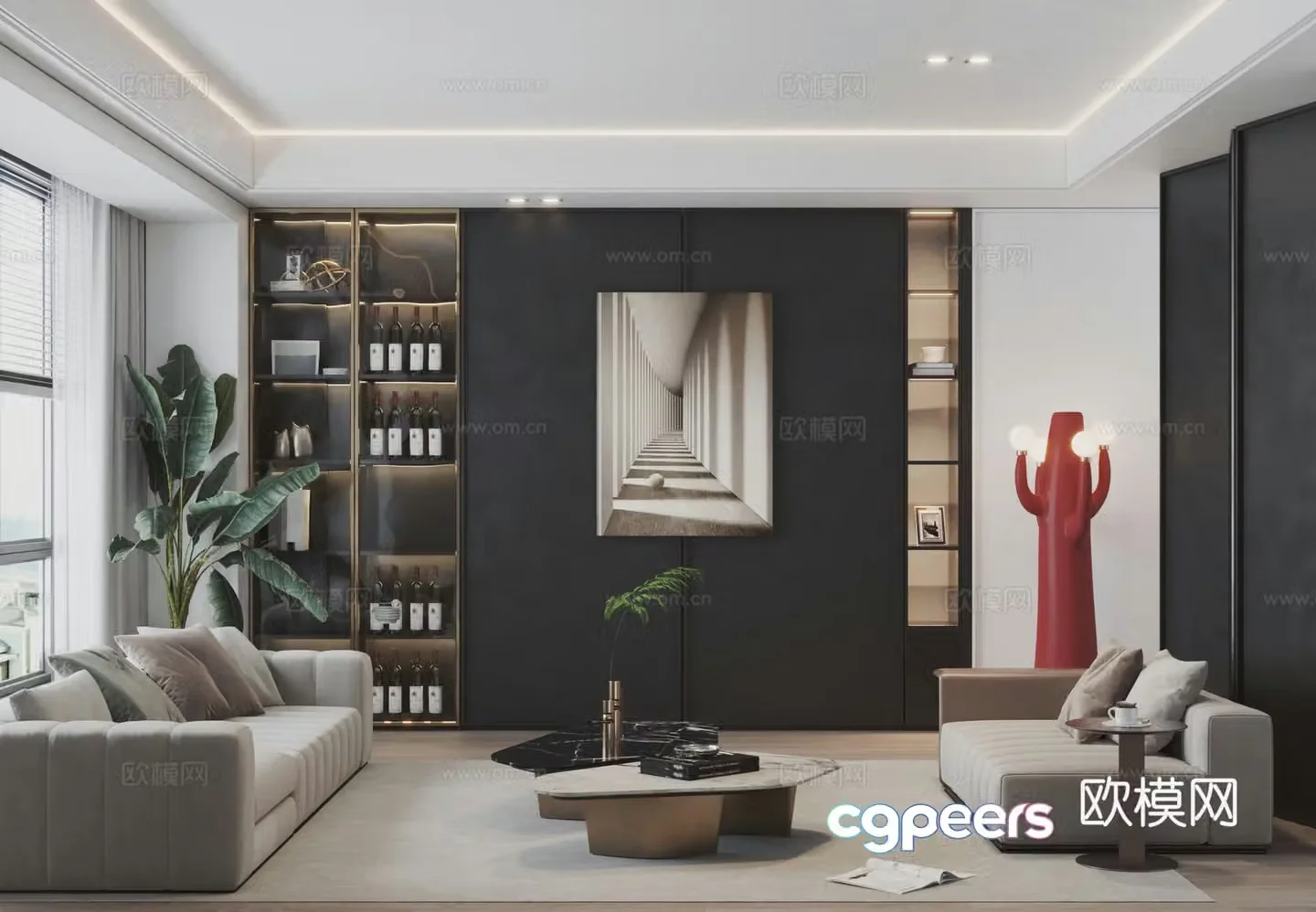 Modern living room Living room Reception room Business negotiation room Reception room 3D model of negotiation area