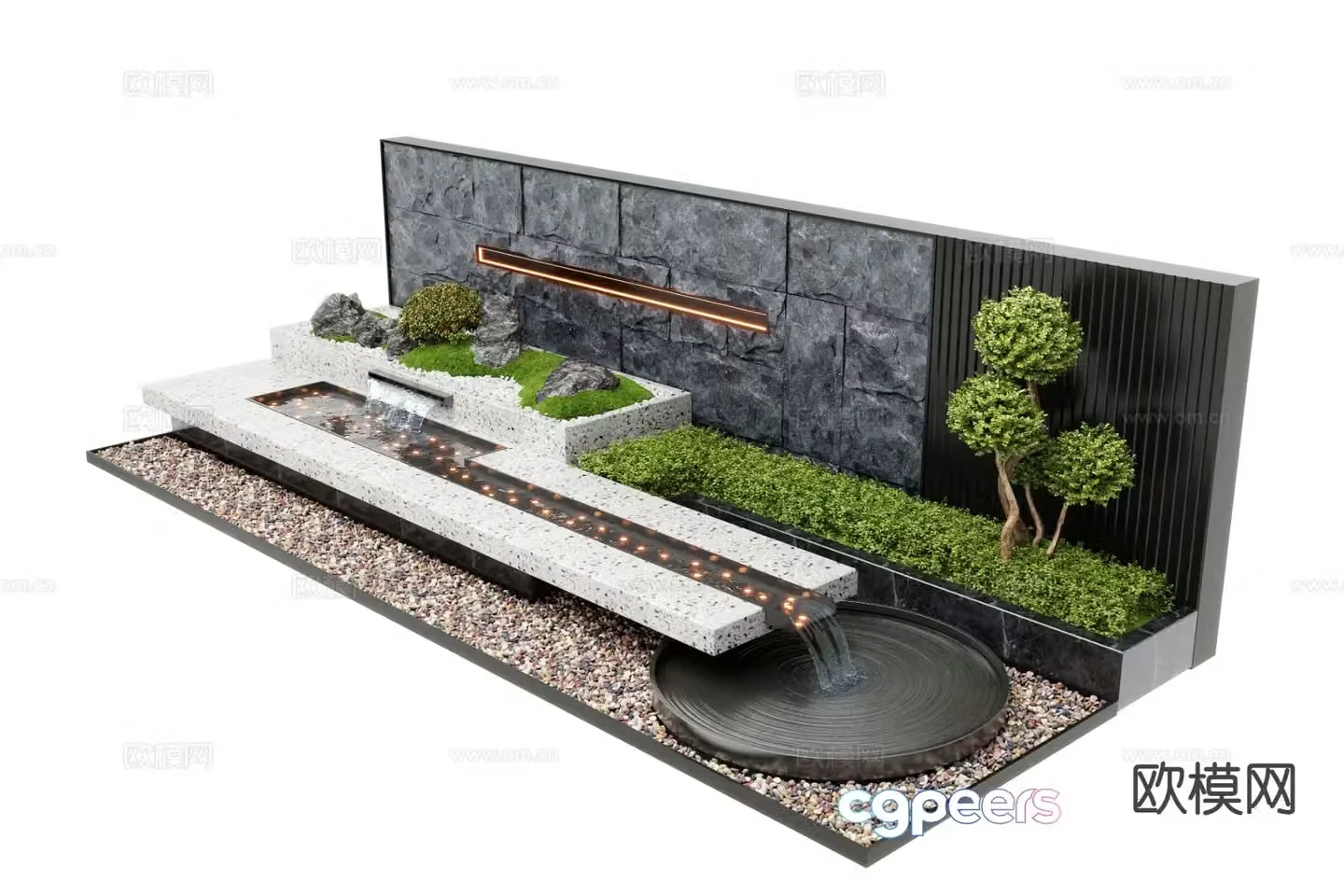 water feature wall landscape wall water feature flowing water 3d model