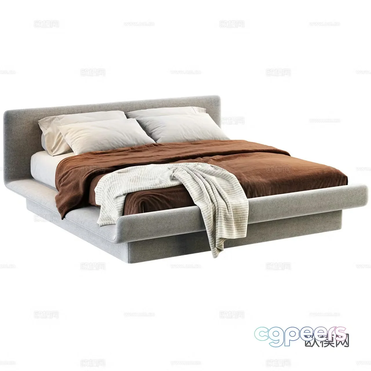 Gallotti Modern minimalist bed Fabric double bed Wasabi wind bed Italian bed 3D model
