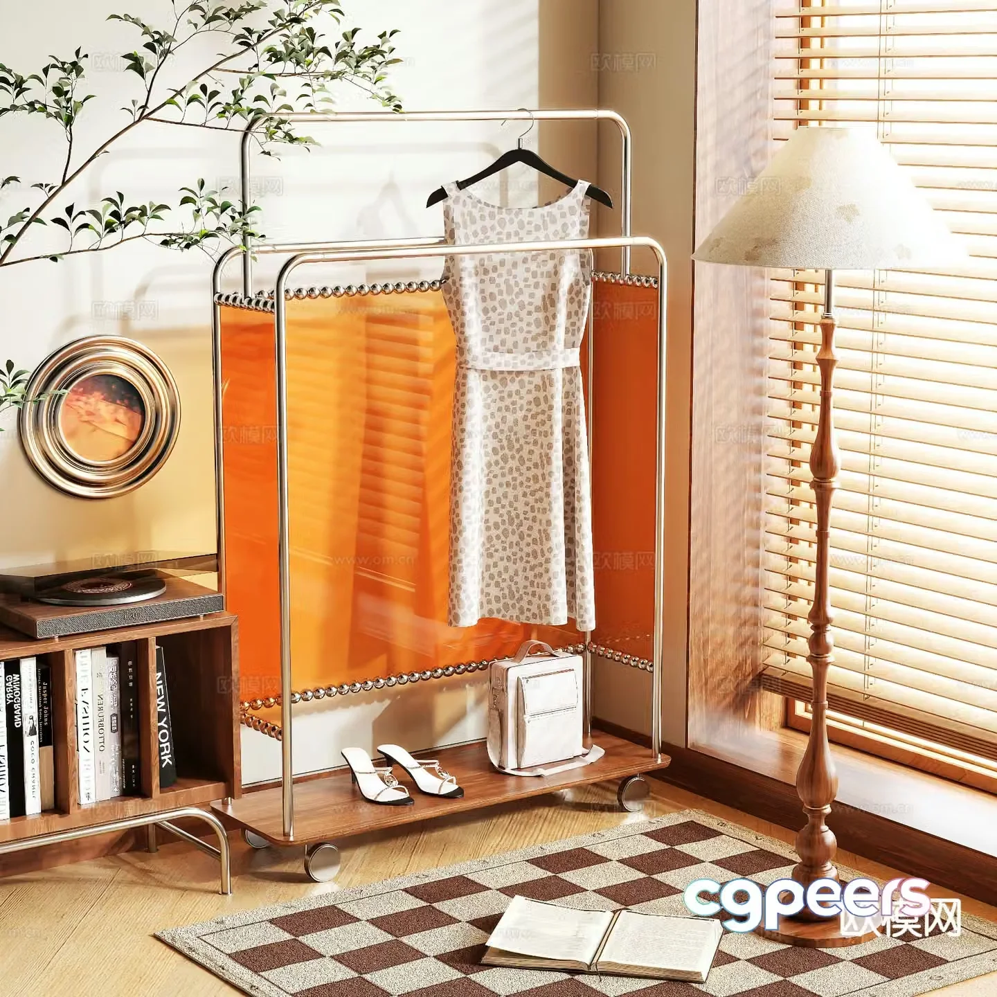 Clothes rack coat rack floor-standing clothes rack 3D model