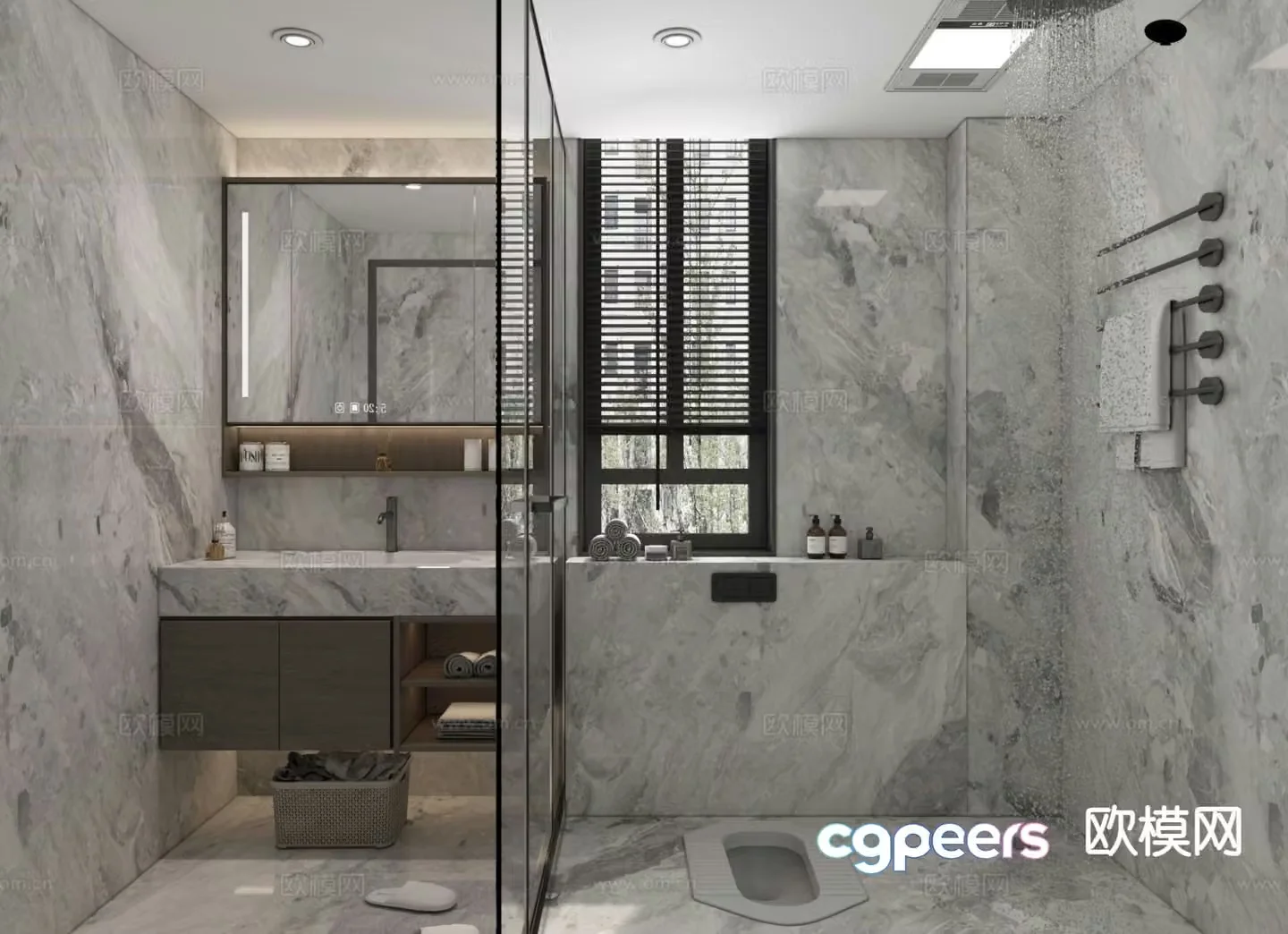 New Chinese style bathroom 3d model