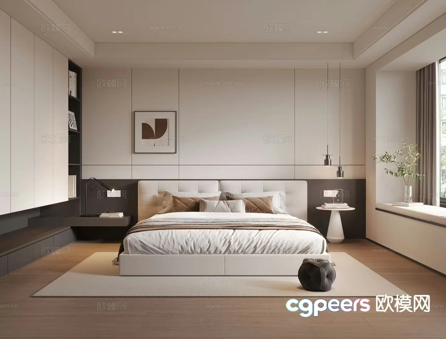 Modern minimalist bedroom without main light master bedroom 3d model