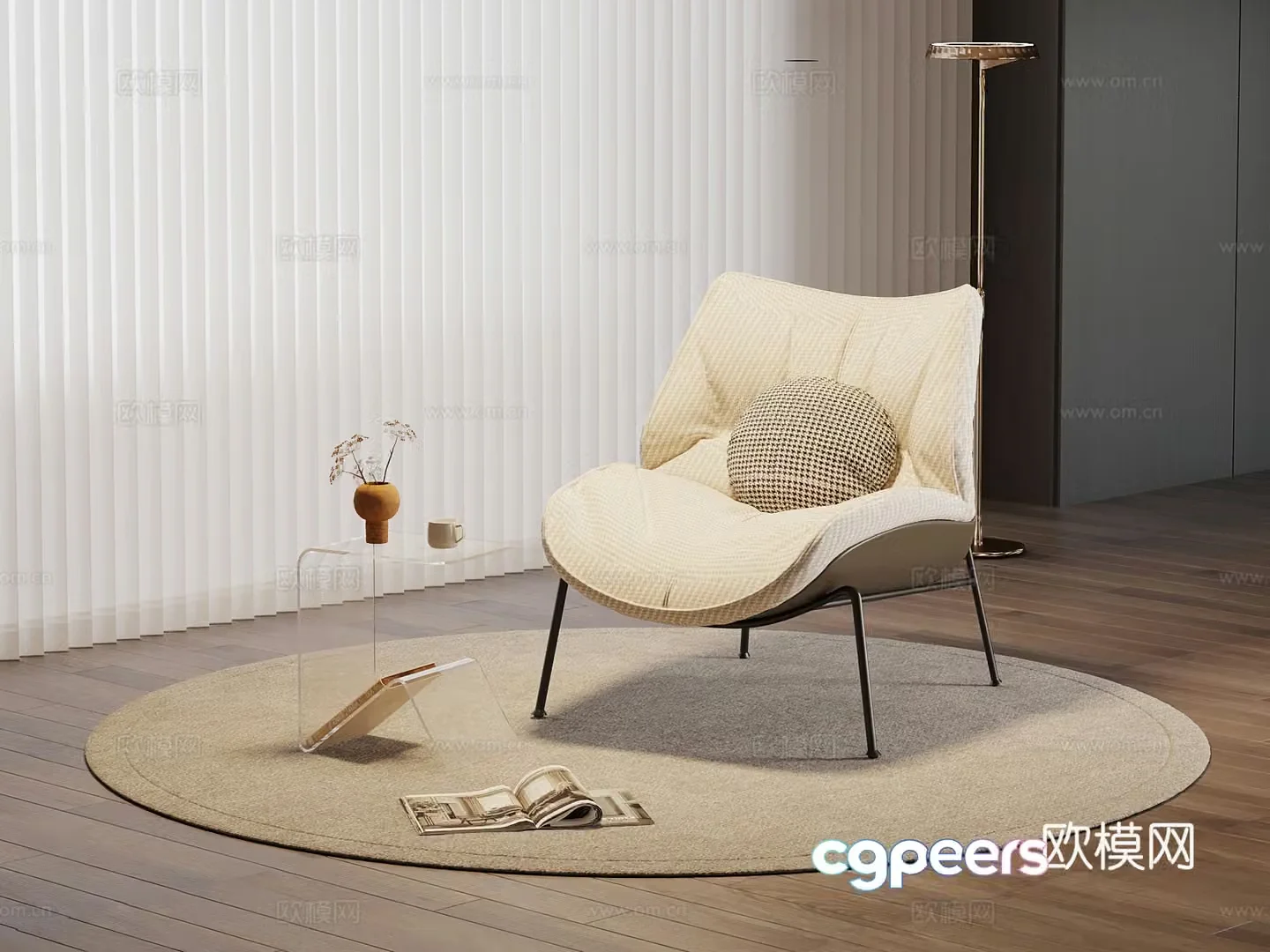 Modern casual chair side 3d model