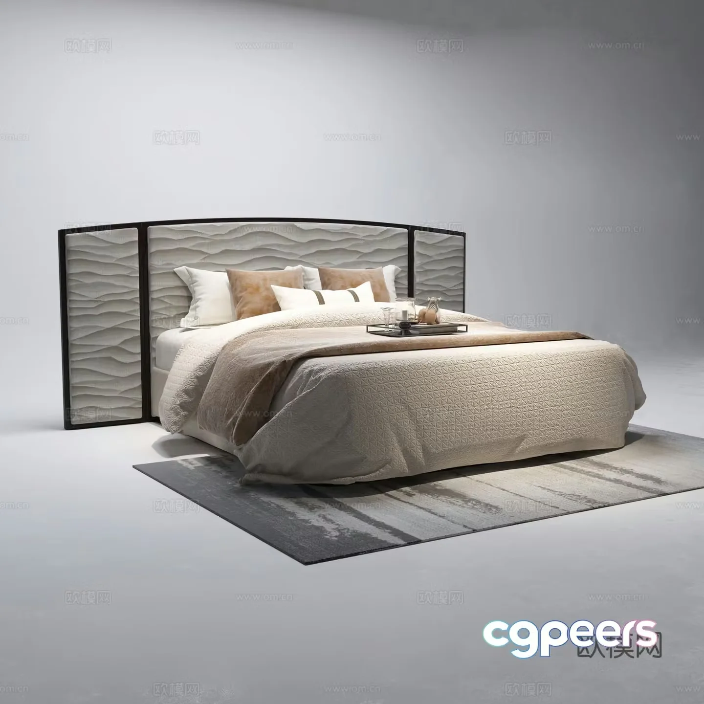 New Chinese double bed 3D model