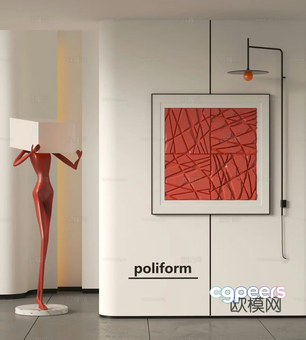 Modern decorative paintings creative floor lamp wall lamp 3d model