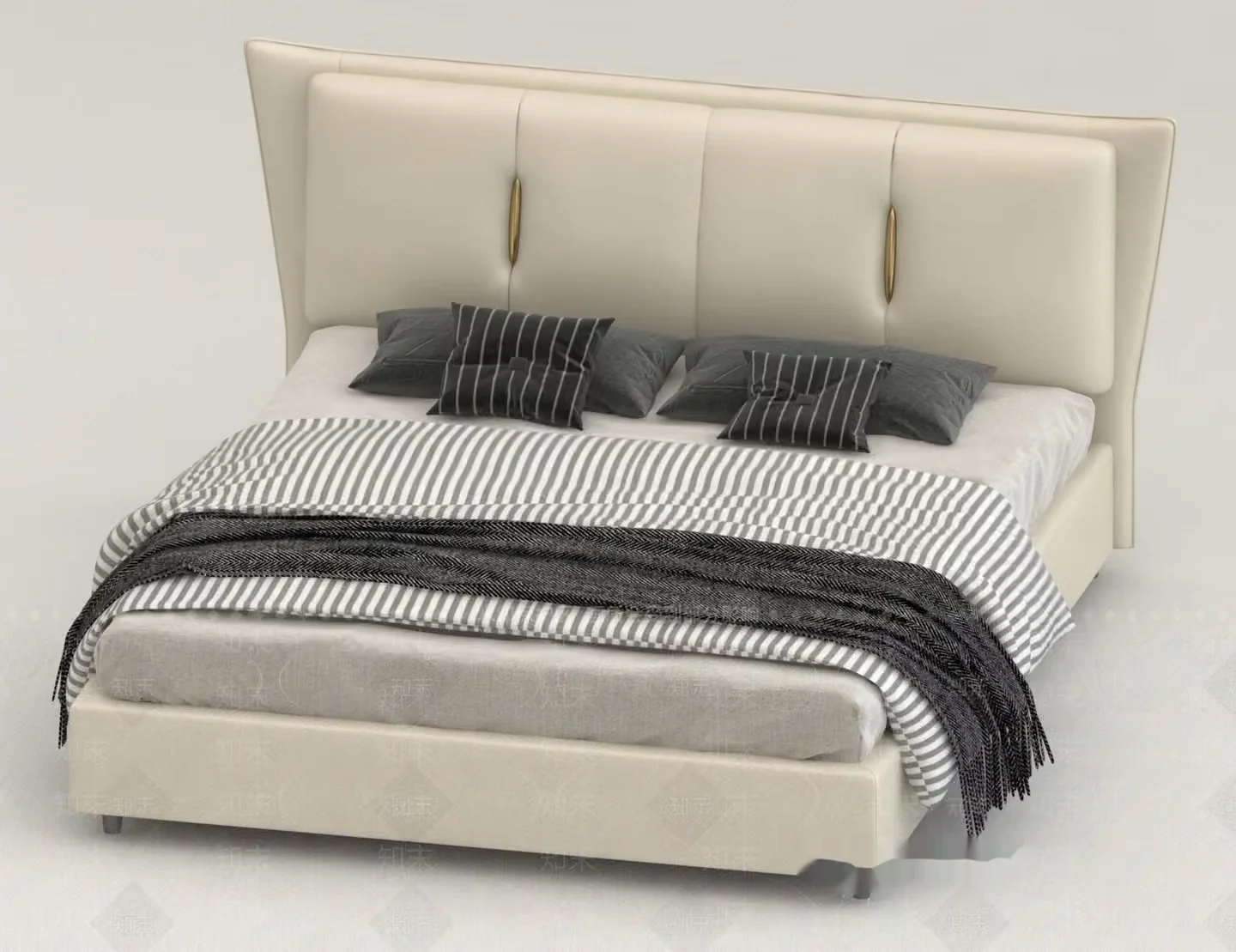 Modern Upholstered Bed 3D Model – 18370 – VRAY Render