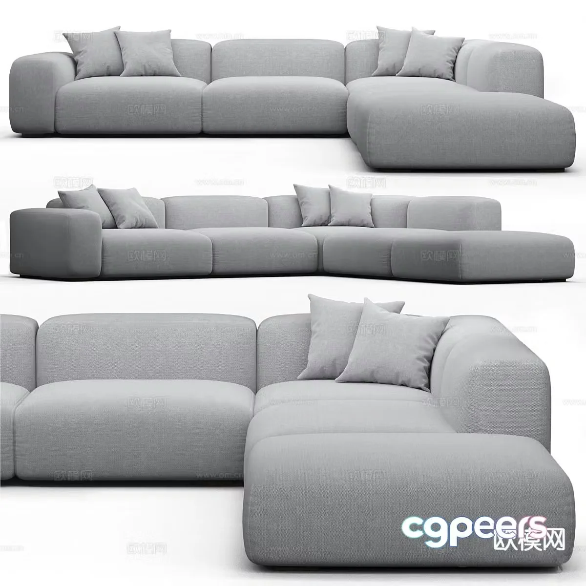 Simple multi-person sofa 3d model
