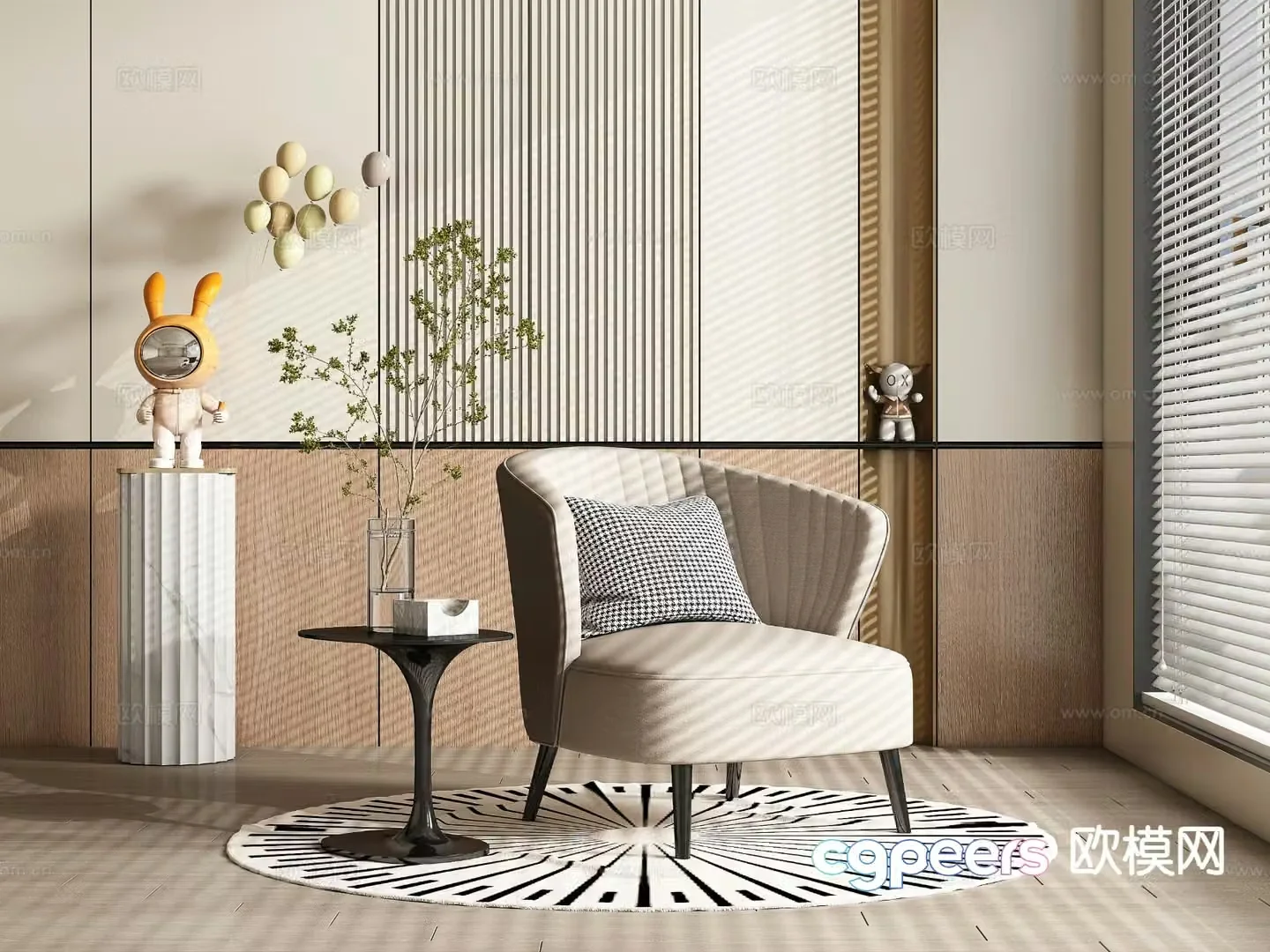 Modern sofa chair leisure chair single chair 3d model