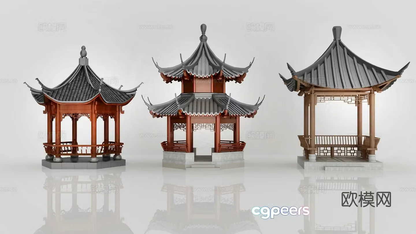 Chinese architecture ancient architecture pavilion loft 3d model
