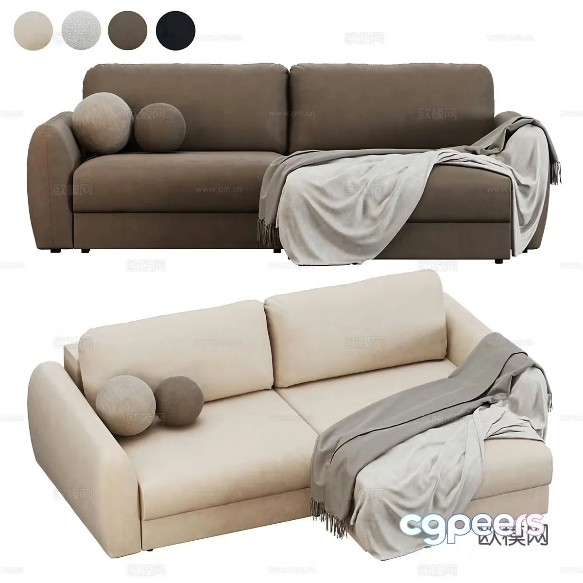 Three-person sofa 3d model