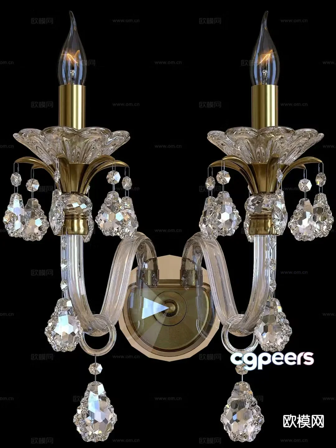 European wall lamp crystal lamp 3d model